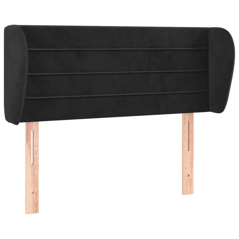 Tête de lit accessoire couchage chambre à coucher meuble avec rebord latéral 93 x 23 x 78/88 cm Tissu velours noir TDL0204378