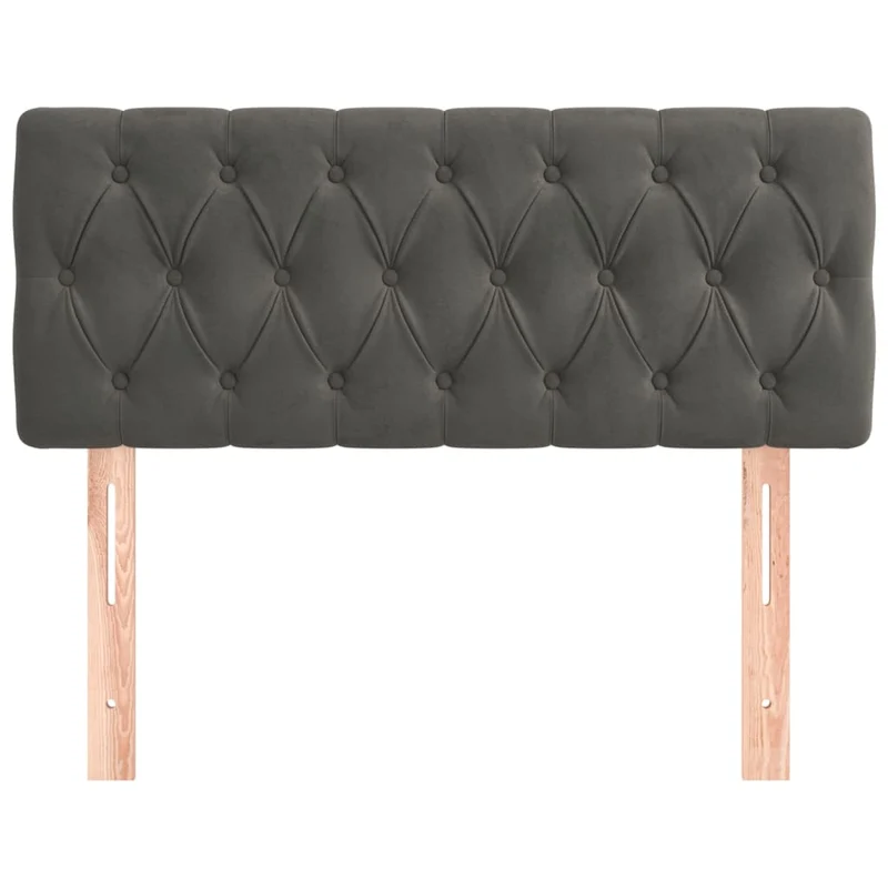 Tête de lit accessoire couchage chambre à coucher meuble capitonné 100 x 7 x 78/88 cm tissu velours gris foncé TDL0203184