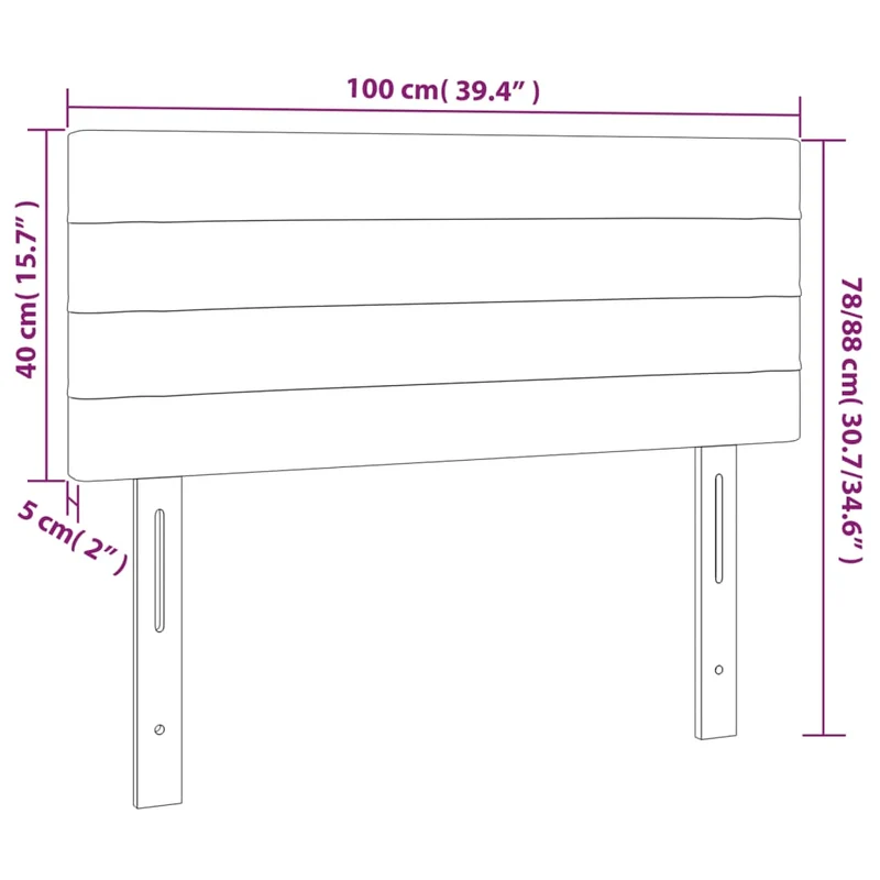 Tête de lit accessoire couchage chambre à coucher meuble à LED 100 x 5 x 78/88 cm tissu taupe TDL0200434
