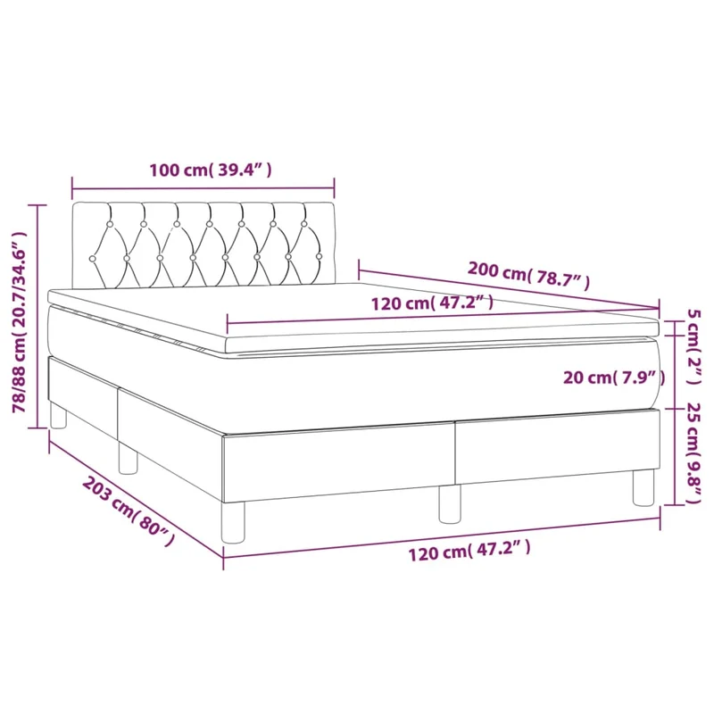 Cadre de lit LED avec sommier tête de lit matelas 120 x 200 cm tissu noir TDL0209288
