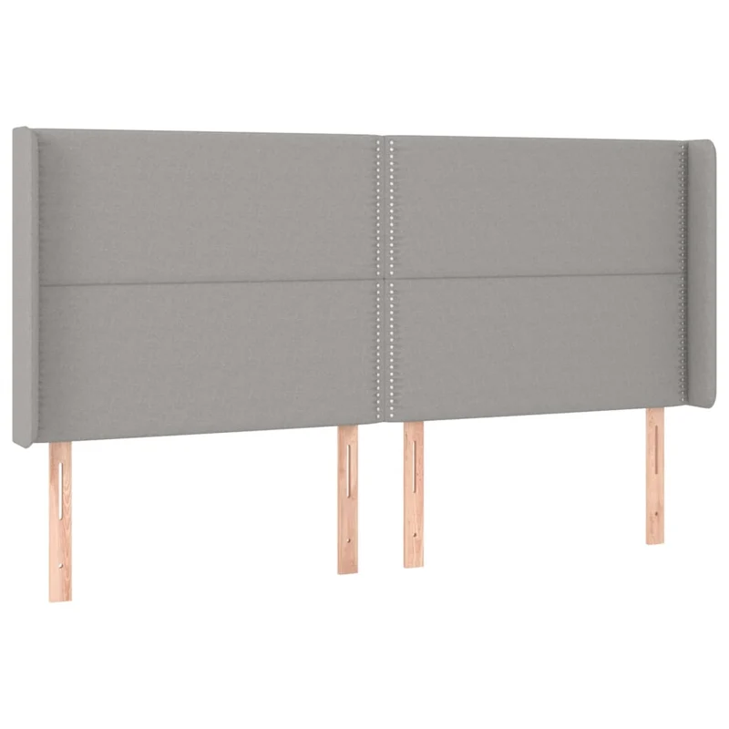 Tête de lit accessoire couchage chambre à coucher meuble avec rebord latéral 183 x 16 x 118/128 cm tissu gris clair TDL0205209