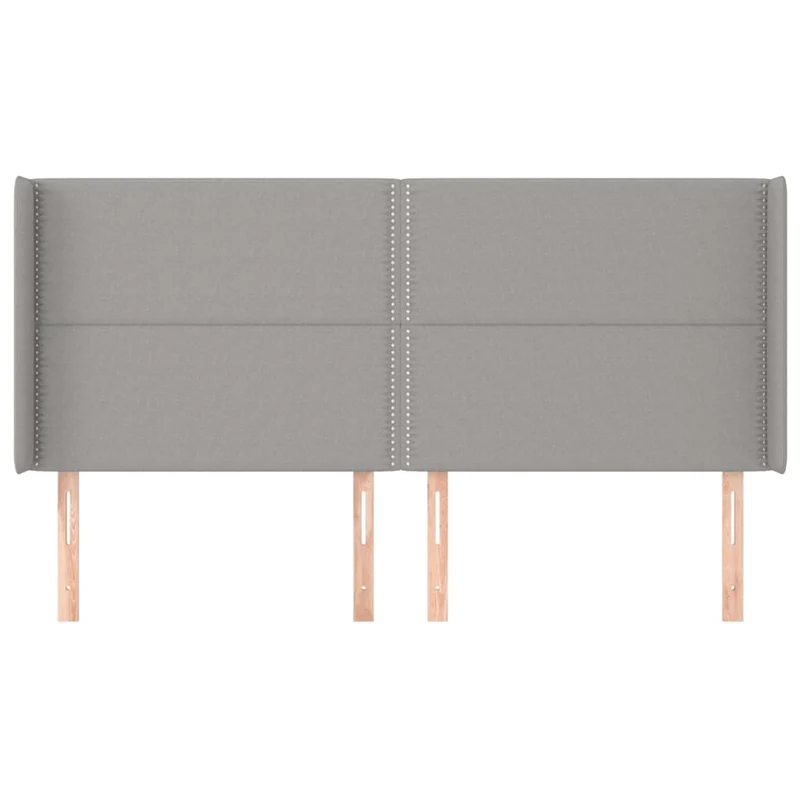 Tête de lit accessoire couchage chambre à coucher meuble avec rebord latéral 183 x 16 x 118/128 cm tissu gris clair TDL0205209