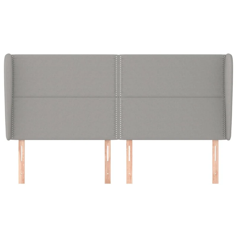 Tête de lit accessoire couchage chambre à coucher meuble avec rebord latéral 183 x 23 x 118/128 cm tissu gris clair TDL0205203