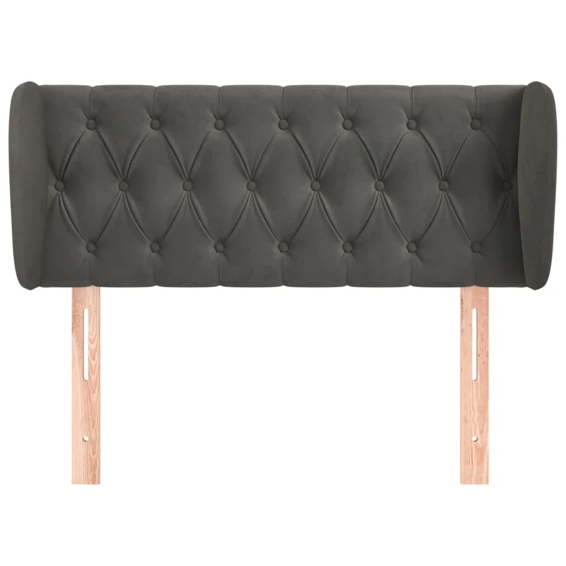 Tête de lit accessoire couchage chambre à coucher meuble avec rebord latéral capitonné 103 x 23 x 78/88 cm tissu velours gris foncé TDL0205029
