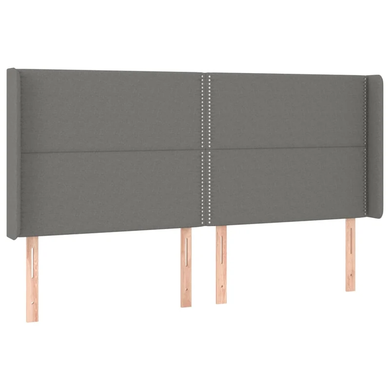 Tête de lit accessoire couchage chambre à coucher meuble avec rebord latéral 183 x 16 x 118/128 cm tissu gris foncé TDL0204967