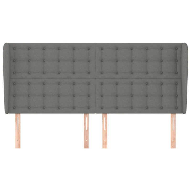 Tête de lit accessoire couchage chambre à coucher meuble avec rebord latéral 203 x 23 x 118/128 cm tissu gris foncé TDL0204932