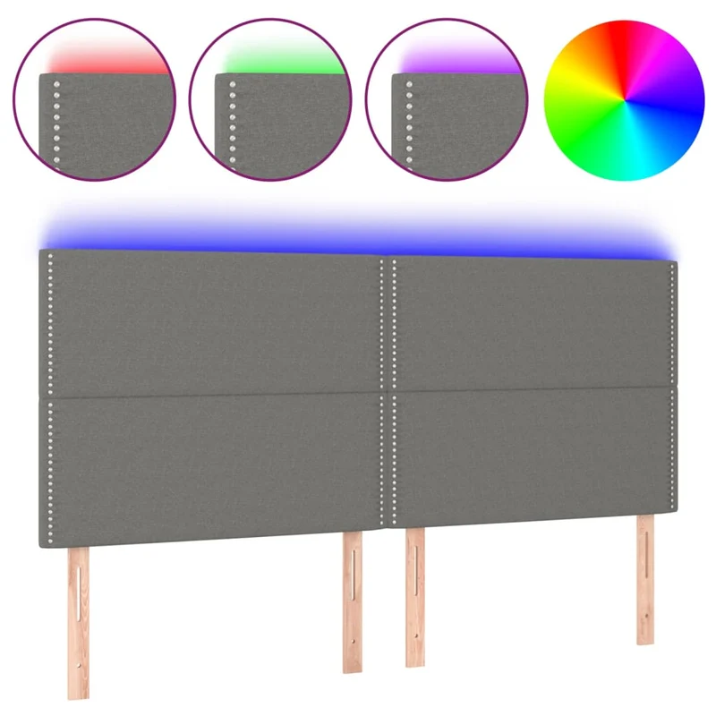 Tête de lit accessoire couchage chambre à coucher meuble à LED 180 x 5 x 118/128 cm tissu gris foncé TDL0201103