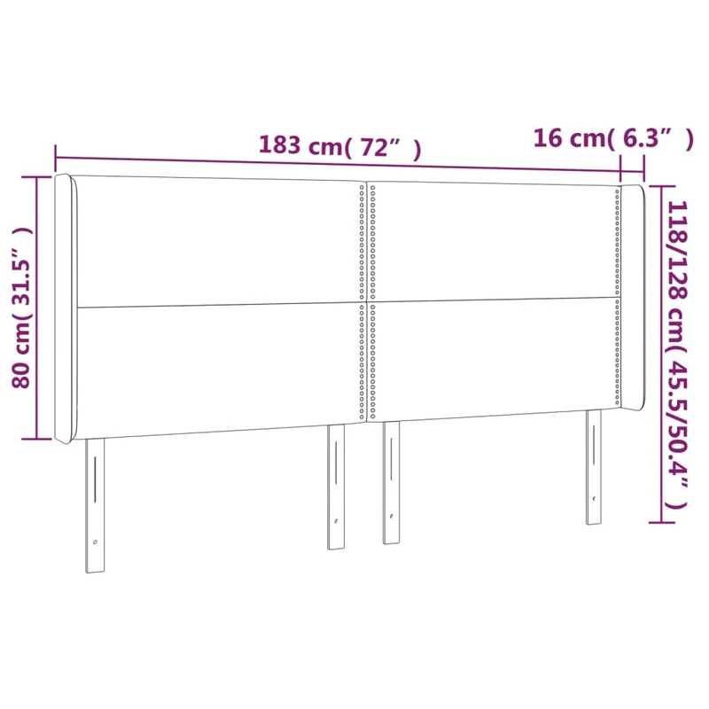 Tête de lit accessoire couchage chambre à coucher meuble à LED 183 x 16 x 118/128 cm tissu gris foncé TDL0201097