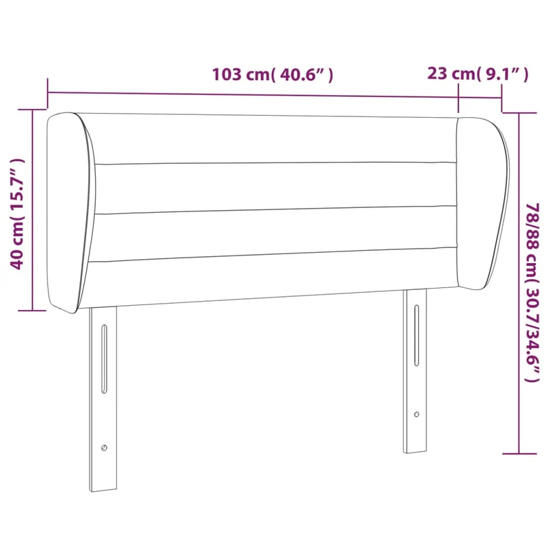 Tête de lit accessoire couchage chambre à coucher meuble avec rebord latéral 103 x 23 x 78/88 cm tissu velours gris foncé TDL0205028