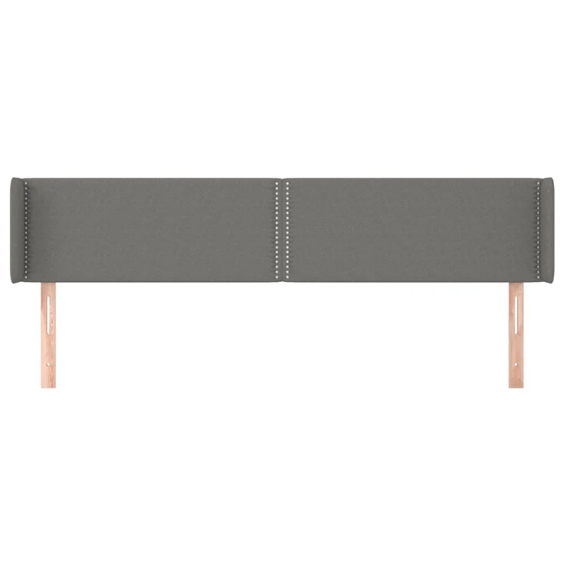 Tête de lit accessoire couchage chambre à coucher meuble avec rebord latéral 183 x 16 x 78/88 cm tissu gris foncé TDL0204963