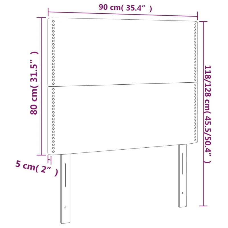 Tête de lit accessoire couchage chambre à coucher meuble à LED 90 x 5 x 118/128 cm tissu gris foncé TDL0201007