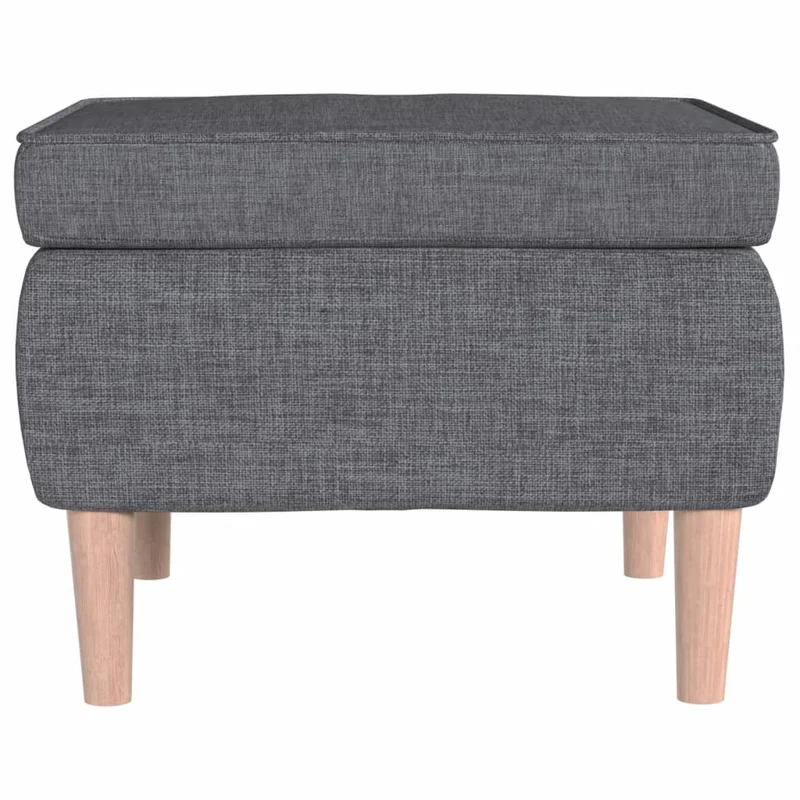 Tabouret assise repose-pieds avec pieds en bois et tissu gris clair DEC026300