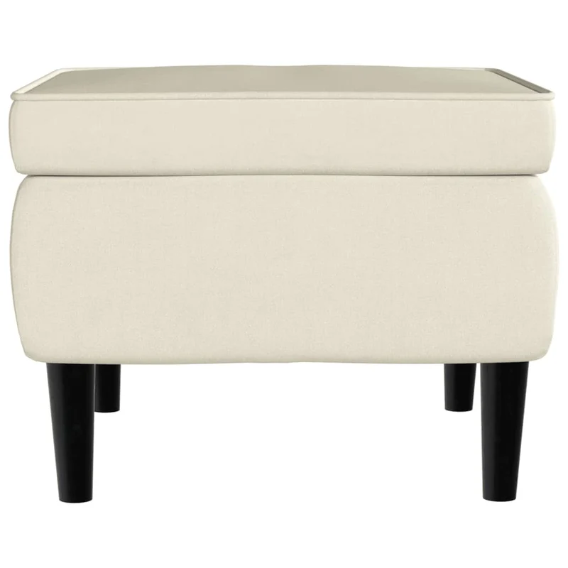 Tabouret assise repose-pieds avec pieds en bois en velours crème DEC026298