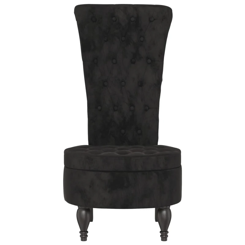 Chaise à dossier haut en velours noir dossier capitonné DEC026249