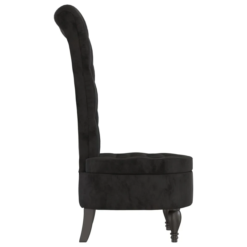 Chaise à dossier haut en velours noir dossier capitonné DEC026249