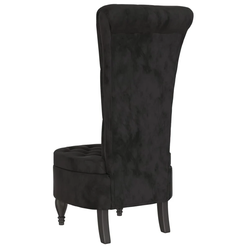 Chaise à dossier haut en velours noir dossier capitonné DEC026249