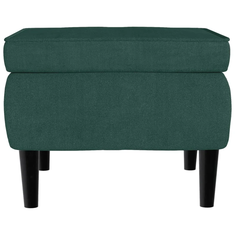 Tabouret assise repose-pieds avec pieds en bois en velours vert foncé DEC026325