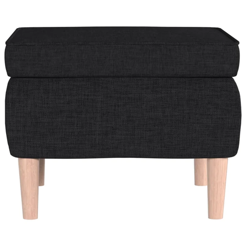 Tabouret assise repose-pieds avec pieds en bois et tissu noir DEC026313