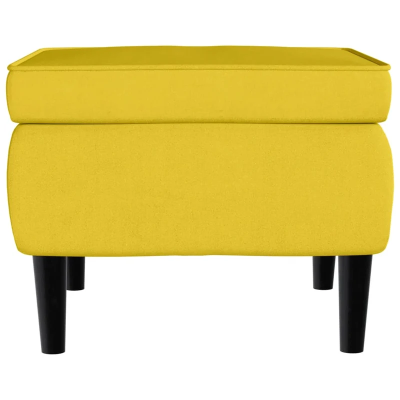 Tabouret assise repose-pieds avec pieds en bois et velours jaune DEC026308