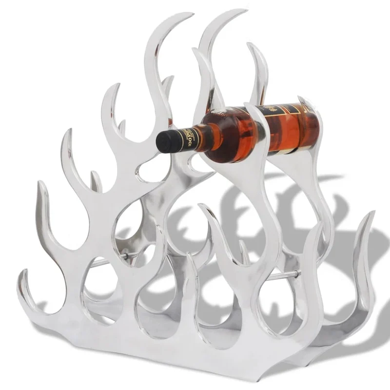Casier range bouteilles étagère de rangement vin pour 11 bouteilles argenté aluminium DEC024288