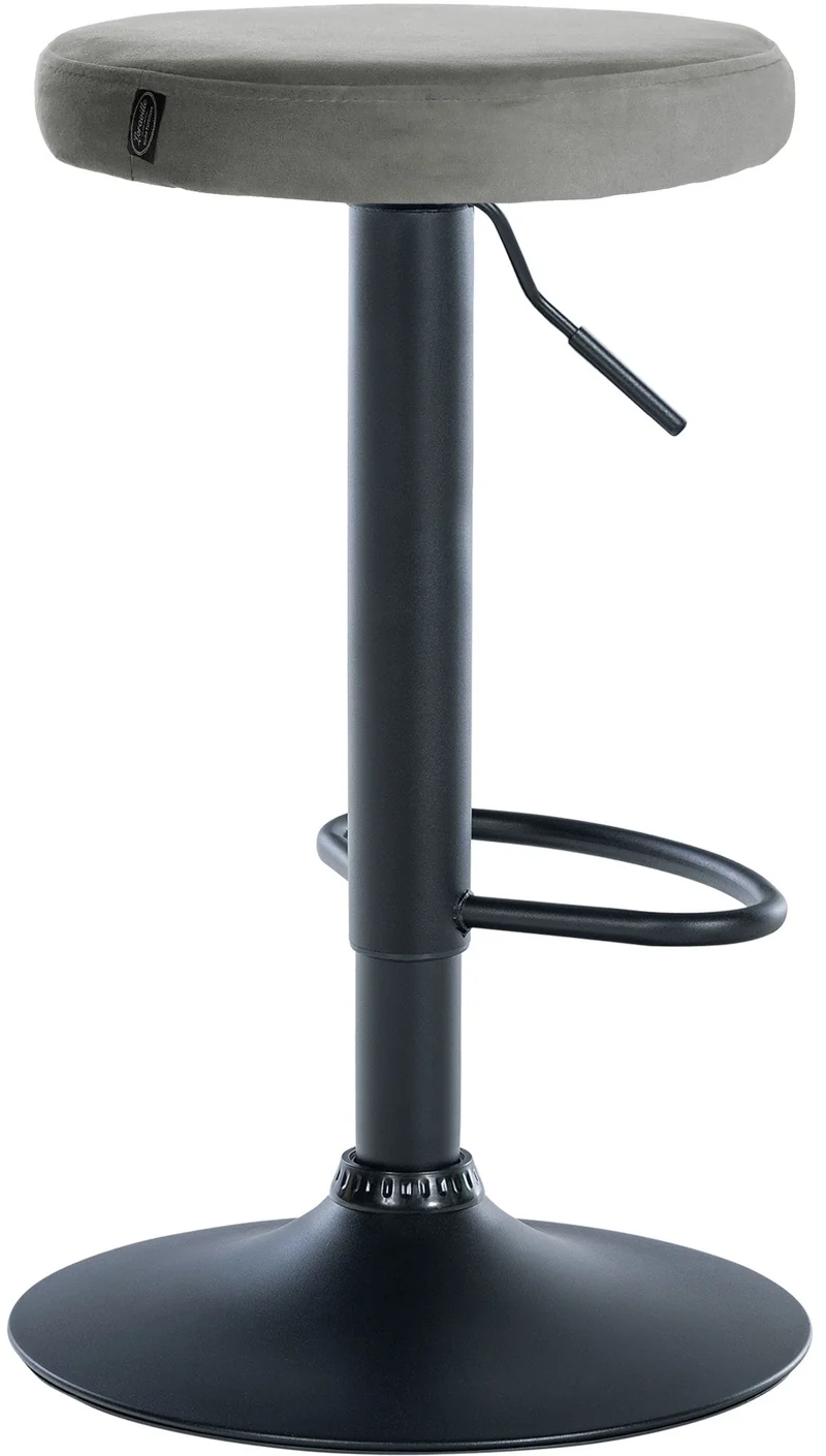 Lot de 2 tabourets de bar avec assise en tissu velours gris et cadre métal noir TDB10707