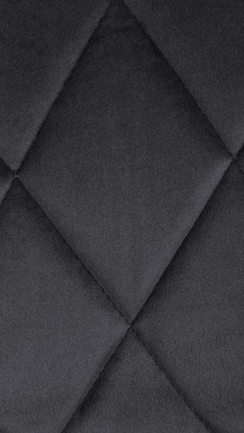 Tabouret de bar en velours gris foncé coutures décoratives pivotant support métal chromé TDB10671