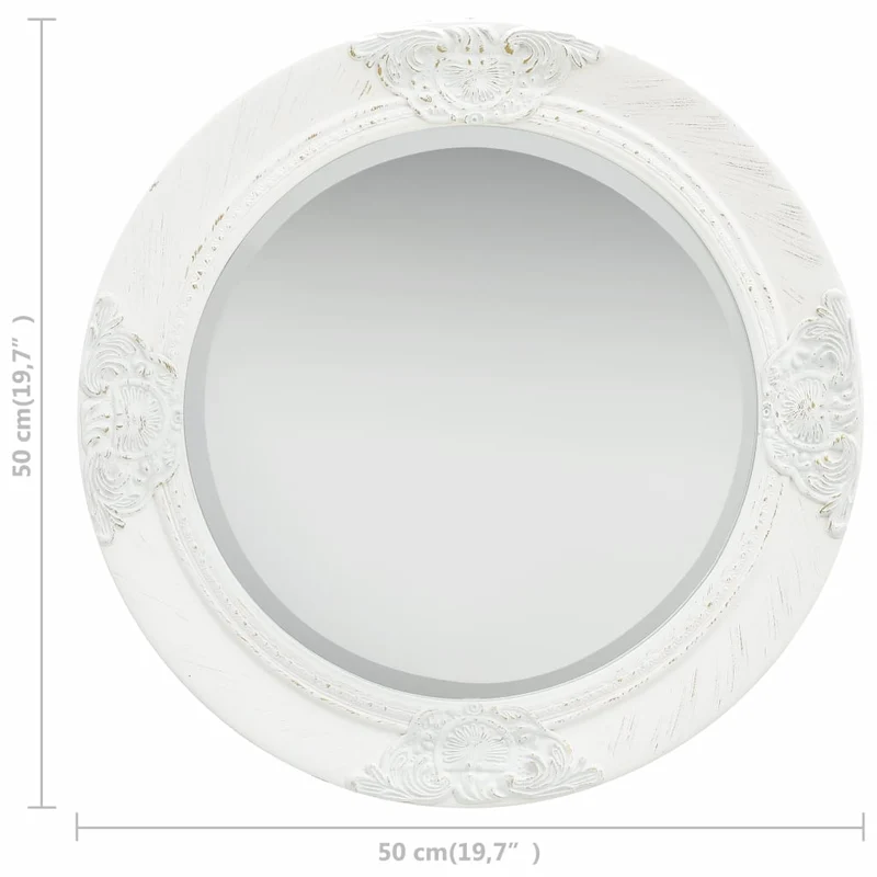 Miroir mural rond style baroque 50 cm Blanc DEC022886