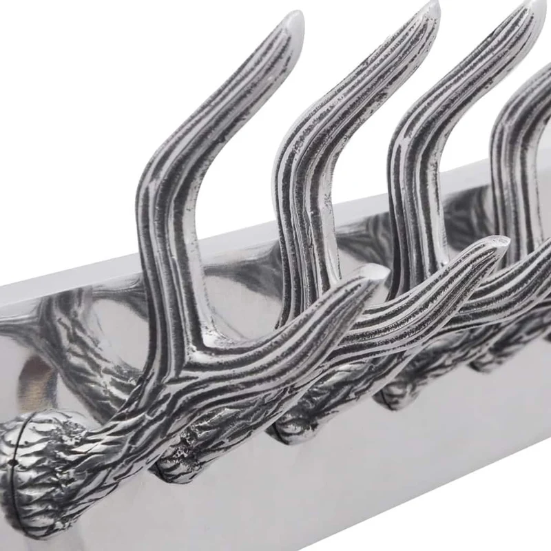 Porte-manteau mural en aluminium argent avec 6 crochets 49x9x18 cm DEC024184
