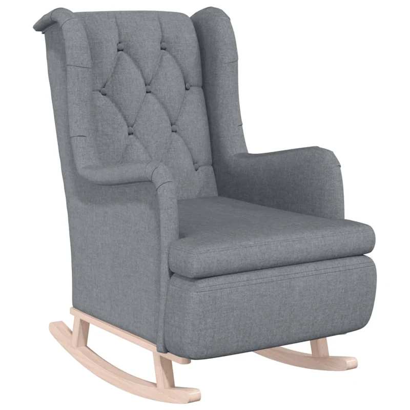 Fauteuil lounge design moderne avec pieds à bascule et tabouret gris clair tissu gris DEC026828