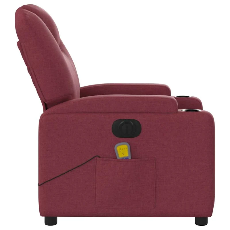 Fauteuil de relaxation TV fonction massage inclinable électrique 6 points de massage en tissu rouge bordeaux DEC027250
