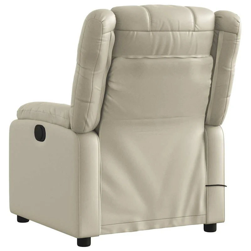 Fauteuil de relaxation TV fonction massage inclinable électrique 6 points de massage en PVC crème DEC027146