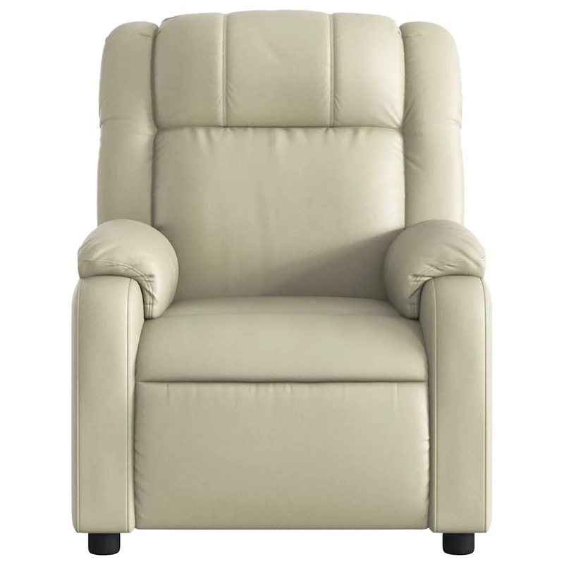 Fauteuil de relaxation TV fonction massage inclinable électrique 6 points de massage en PVC crème DEC027146