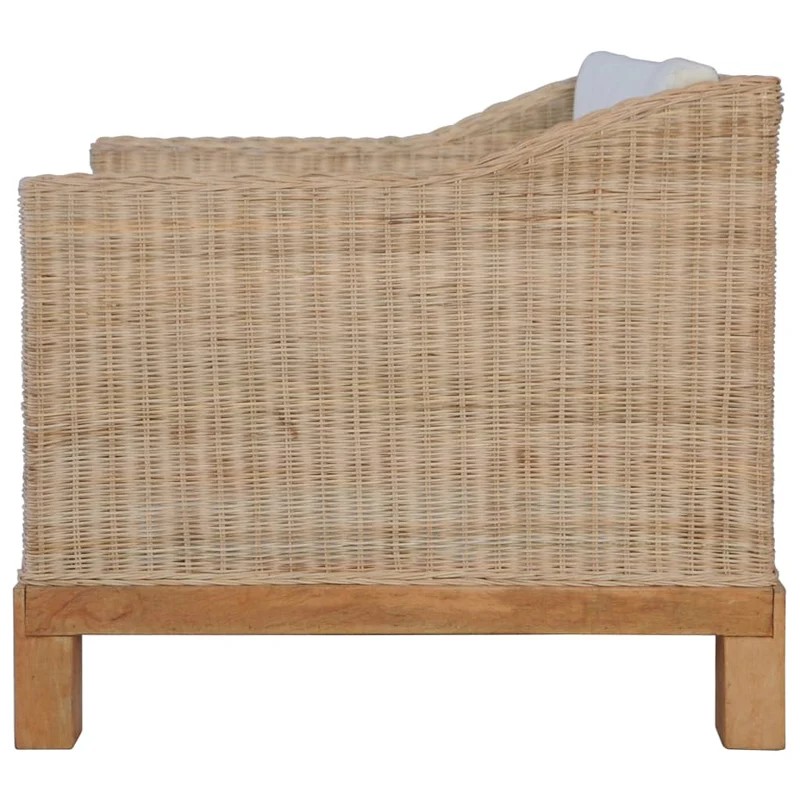 Fauteuil lounge design moderne design rustique avec coussins rotin naturel brun DEC026825