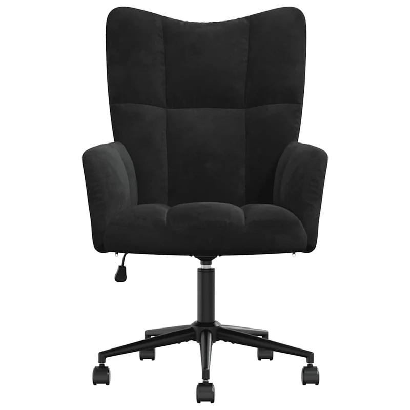 Fauteuil lounge chaise de canapé sur roulettes design moderne en velours noir DEC026742