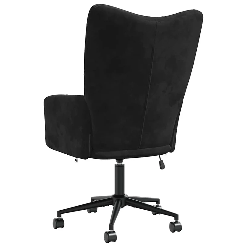 Fauteuil lounge chaise de canapé sur roulettes design moderne en velours noir DEC026742