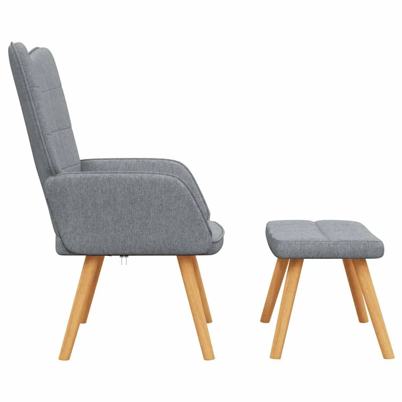 Fauteuil lounge chaise de canapé design moderne avec repose-pied en tissu gris clair DEC026571