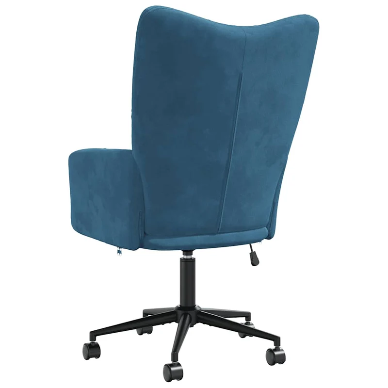 Fauteuil lounge chaise de canapé sur roulettes design moderne en velours bleu DEC026650