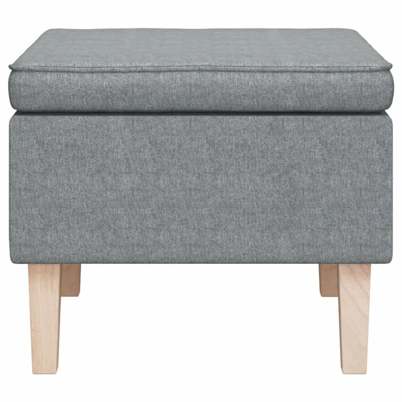 Tabouret assise repose-pied avec pieds en bois et tissu gris clair DEC026299