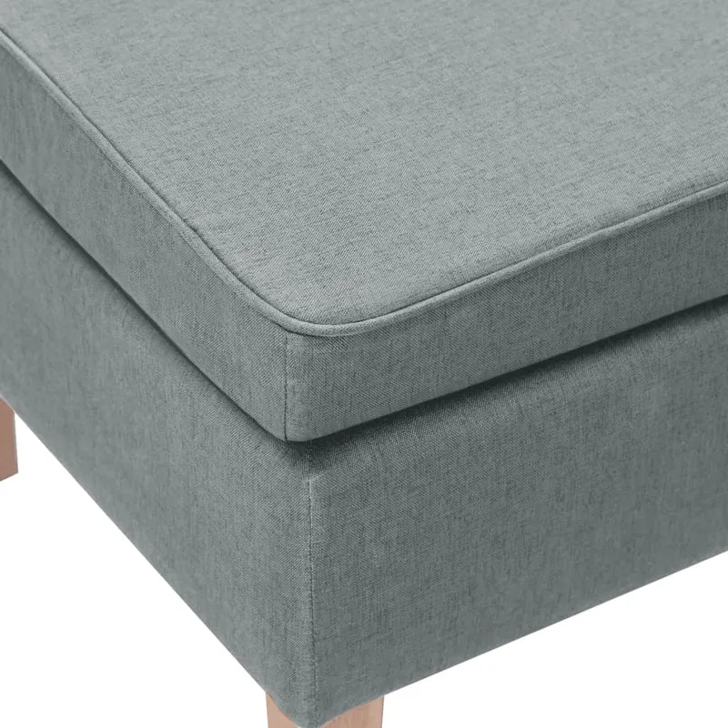 Tabouret assise repose-pied avec pieds en bois et tissu gris clair DEC026299