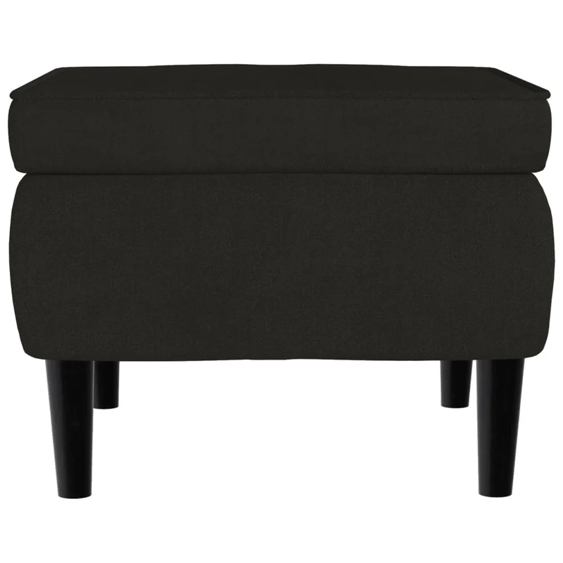 Tabouret assise repose-pied avec pieds en bois et velours noir DEC026315