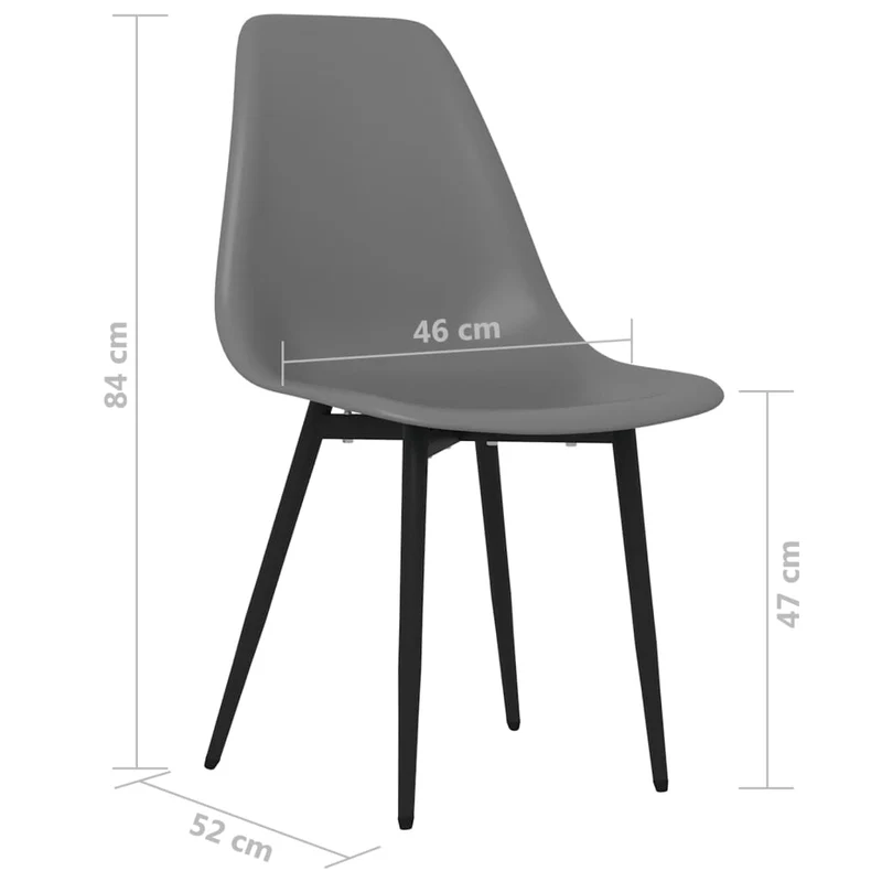 Set de 2 chaises de salle à manger dossier incurvé en PP gris DEC025533