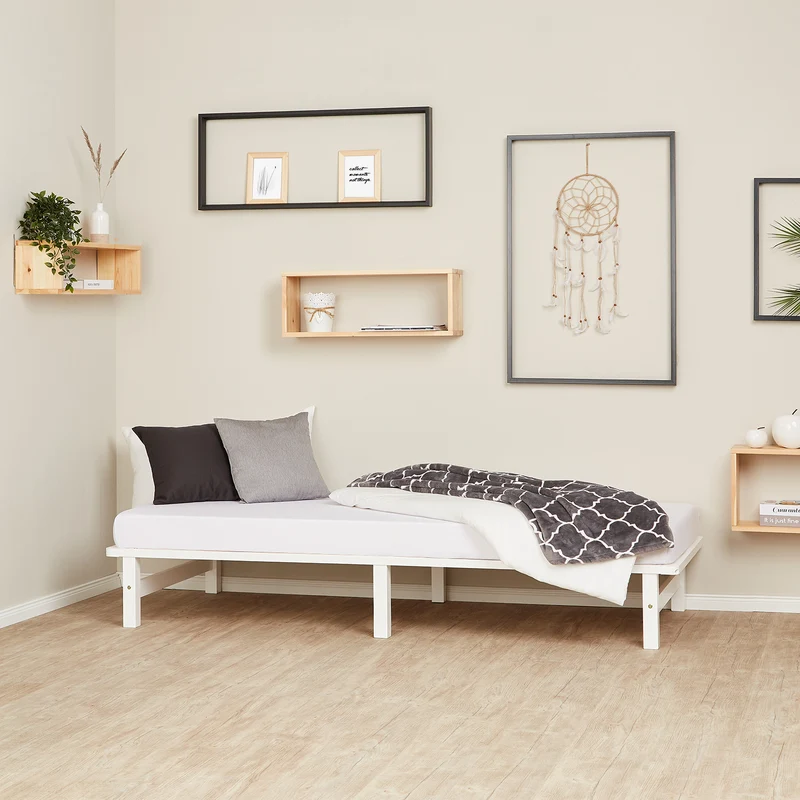 Lit palette avec sommier à lattes 90x200 cm en bois massif blanc LIT06241