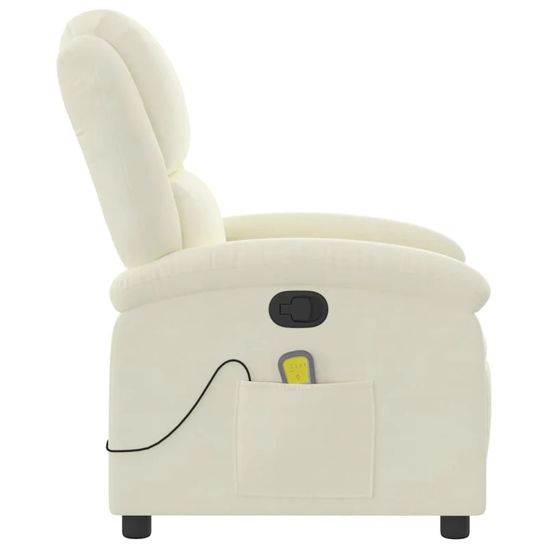 Fauteuil de relaxation TV fonction massage inclinable 6 points de massage en velours crème DEC026897