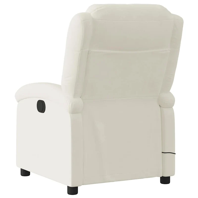Fauteuil de relaxation TV fonction massage inclinable 6 points de massage en velours crème DEC026897
