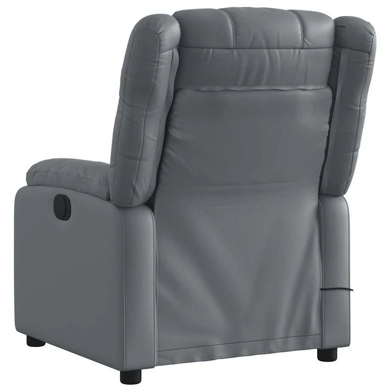 Fauteuil de relaxation TV fonction massage inclinable 6 points de massage en PVC gris DEC026978