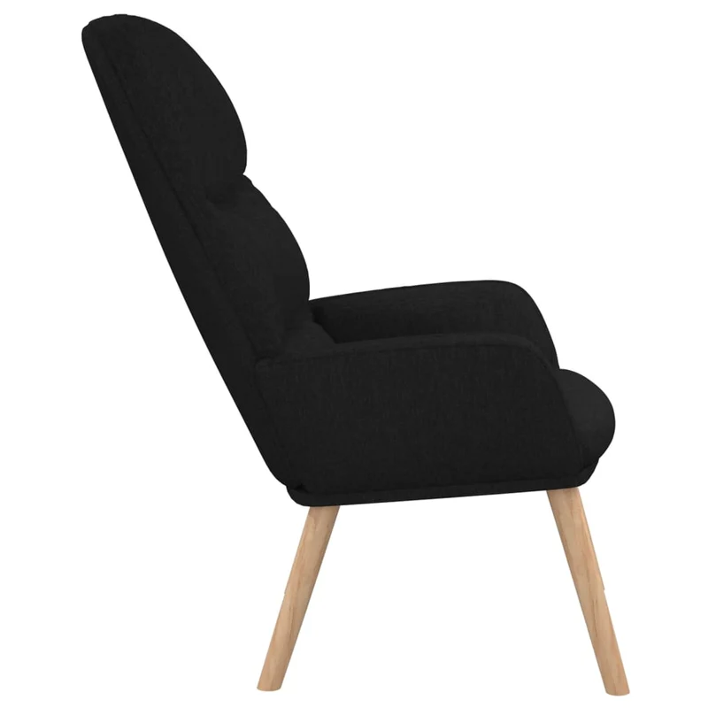 Fauteuil lounge chaise de canapé design moderne en tissu noir et bois DEC026739