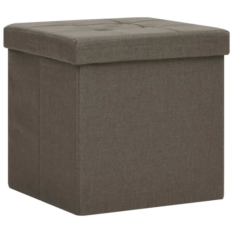 Lot de 2 poufs tabourets de rangement pliables en MDF et tissu marron DEC026392