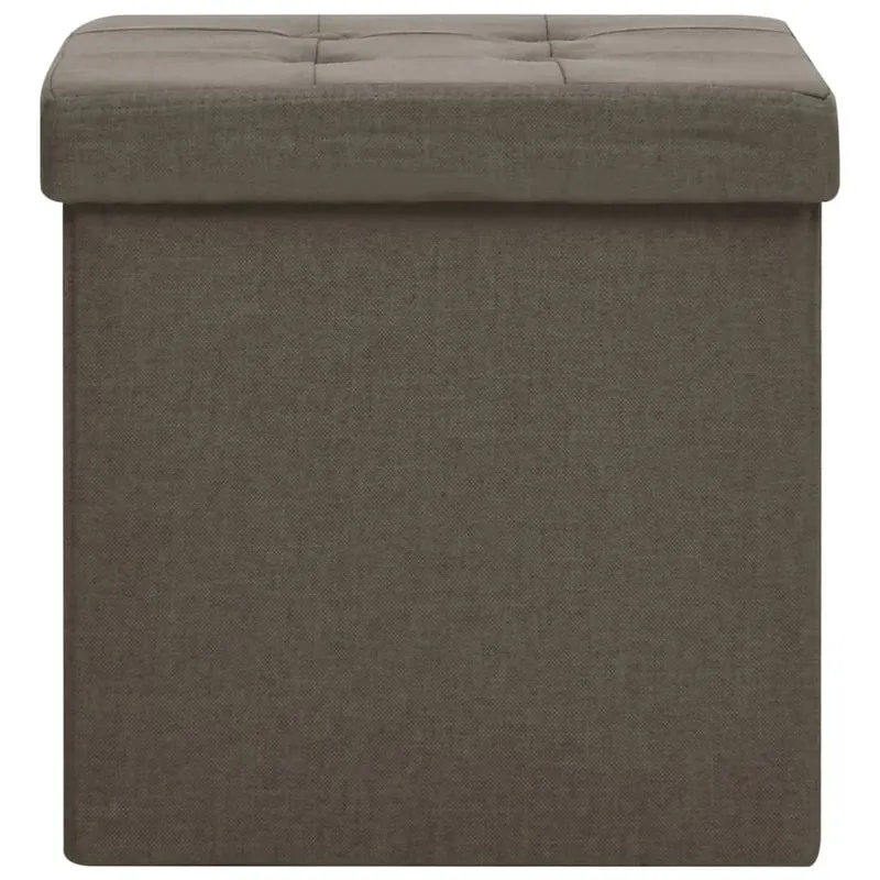 Lot de 2 poufs tabourets de rangement pliables en MDF et tissu marron DEC026392