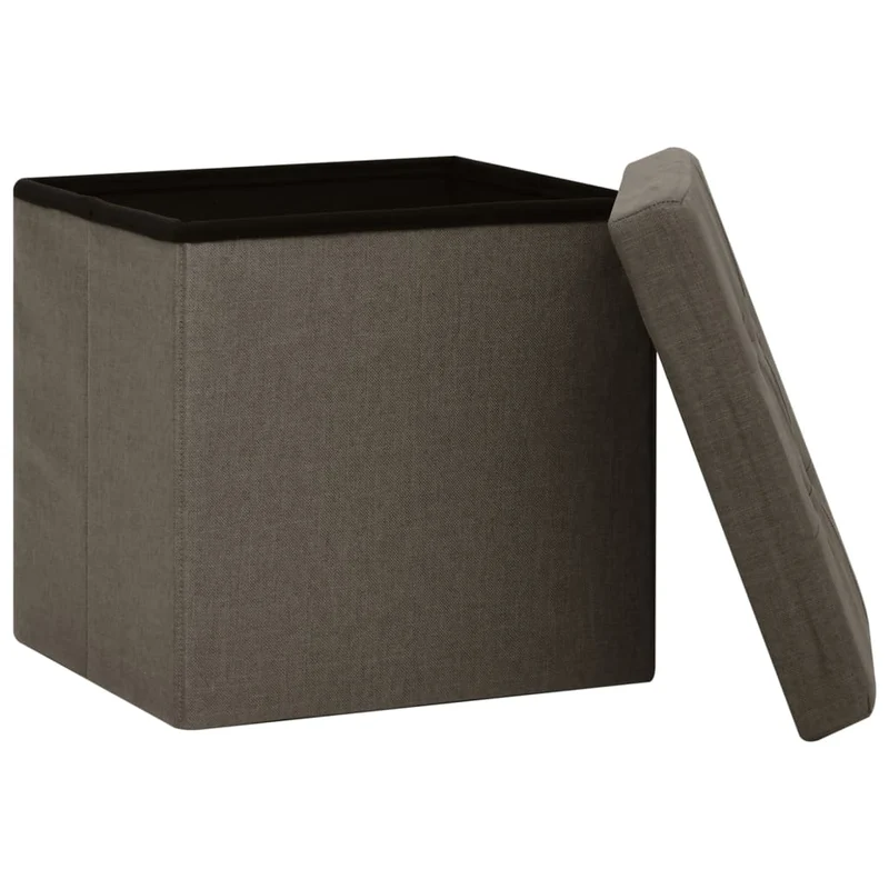 Lot de 2 poufs tabourets de rangement pliables en MDF et tissu marron DEC026392