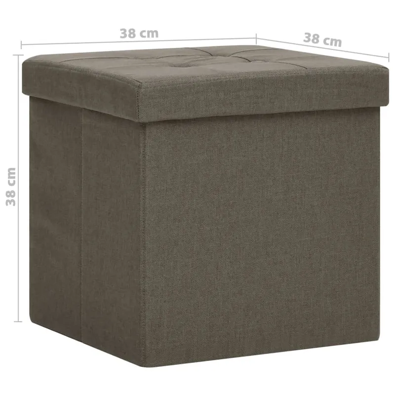 Lot de 2 poufs tabourets de rangement pliables en MDF et tissu marron DEC026392